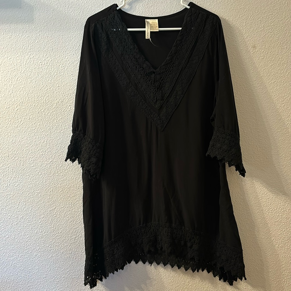 Forgotten Grace Vneck Blouse With Crochet Trim